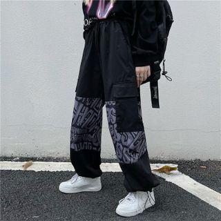 Print Wide-leg Cargo Pants