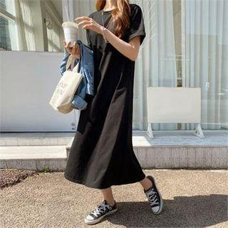 Cuff-sleeve A-line T-shirt Dress