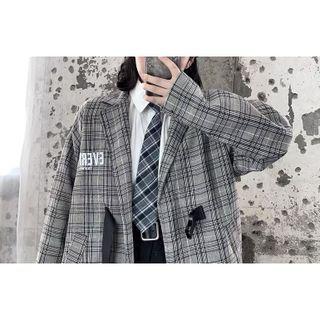 Plaid Lettering Blazer