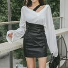 High-waist Faux-leather Miniskirt