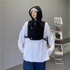Long-sleeve Plain Top / Hooded Cropped Vest