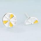 Non-matching 925 Sterling Silver Lemon Earring 1 Pair - Silver & Yellow - One Size