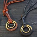 Hoop Alloy Pendant Genuine Leather Necklace