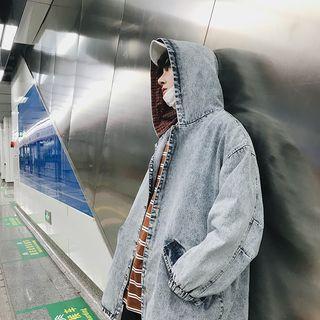 Buttoned Hooded Denim Jacket