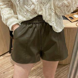 High-waist Straight Leg Leather Shorts