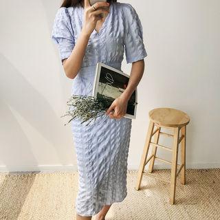 Tie-waist Textured Dress