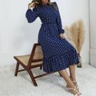 Long Sleeve Polka-dot Print Maxi Dress