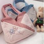 Dotted-trim Flower-appliqu  Tote Bag