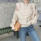 Off-shoulder Knit Sweater Almond - One Size