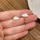 Non-matching Glaze Cloud Dangle Earring 1 Pair - Gold - One Size
