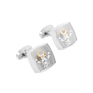 Fashion High-end Geometric Square Tourbillon Movement Cufflinks Silver - One Size