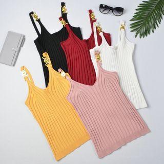 Buckled Spaghetti Strap Knit Top