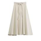 High-waist Plain Drawstring Pocket Midi Skirt