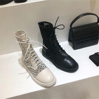 Dotted Mesh Panel Short Boots