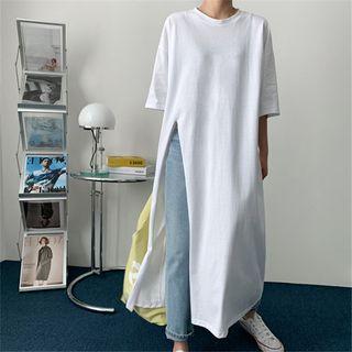 Short-sleeve Slit Midi T-shirt