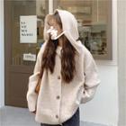 Hooded Cable-knit Cardigan Almond - One Size