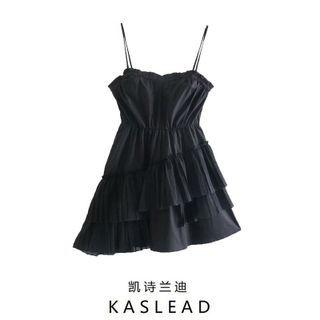 Spaghetti-strap Asymmetrical Layered Mini A-line Dress