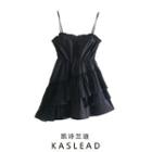 Spaghetti-strap Asymmetrical Layered Mini A-line Dress