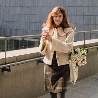 Round-collar Faux-shearling Jacket