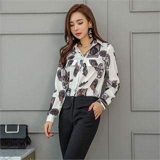 Flap-detail Patterned Shirt