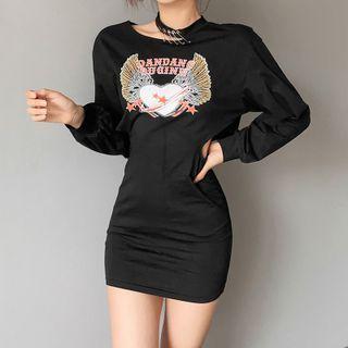 Graphic Print Cutout Mini Bodycon Sweatshirt