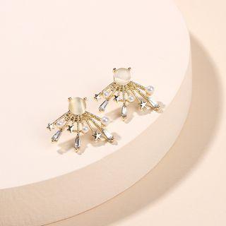 Faux Pearl Rhinestone Ear Stud 1 Pair - Gold - One Size