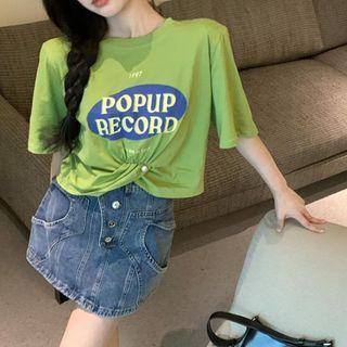 Lettering Print T-shirt / Mini Pencil Skirt (various Designs)