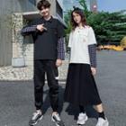 Couple Matching Long-sleeve T-shirt / Midi A-line Skirt / Jogger Pants