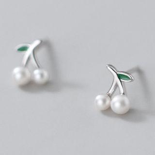 Cherry Faux Pearl Sterling Silver Earring