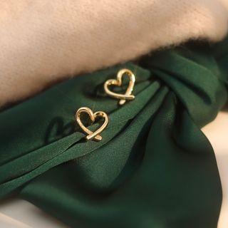 Sterling Silver Hollow Heart Stud Earring / Clip-on Earring
