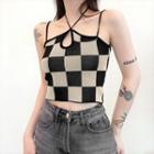 Halter Plaid Cropped Top