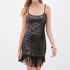 Sequined Fringed Spaghetti Strap Dress