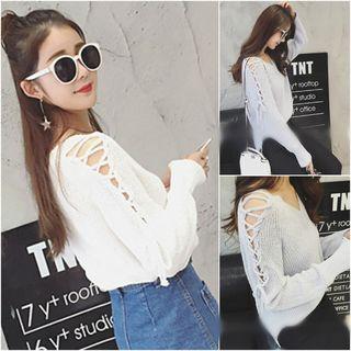 Lace Up Long-sleeve Sweater