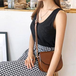 U-neck Sleeveless Linen Blend Top