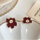 Non-matching Glaze Flower Earring 1 Pair - Non Matching - Red - One Size