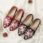 Flower Embroidered Pointy Flats