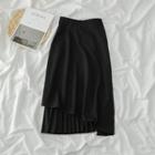 Asymmetric Pleated Panel A-line Skirt