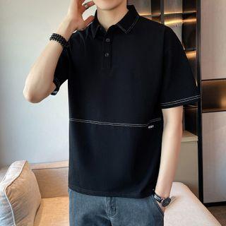 Short-sleeve Collar Contrast Stitching T-shirt