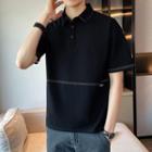 Short-sleeve Collar Contrast Stitching T-shirt