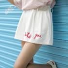 Letter Embroidered Flared Skirt