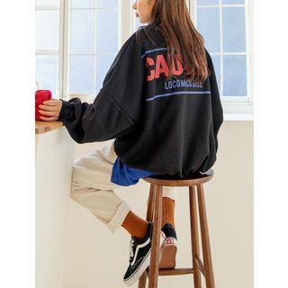 Plus Size Printed Fleece-lined Sweatshirt