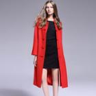 Stand Collar Frog Button Wool Blend Coat