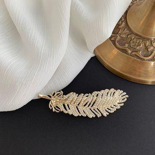 Faux Pearl Feather Hair Pin 1 Pc - As Shown In Figure - One Size