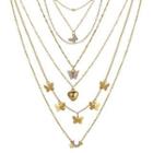 Set Of 6: Butterfly Pendant Alloy Necklace (various Designs) Gold - One Size