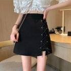 Lace Up Mini A-line Skirt / Belt