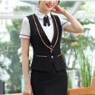 Short-sleeve Work Blouse / Pencil Skirt / Vest / Set