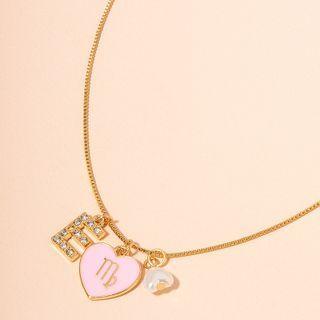 Heart Lettering Pendant Alloy Necklace X614 - Gold - One Size