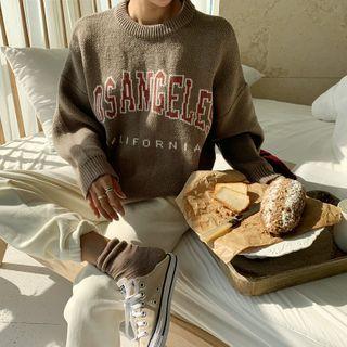 Los Angeles Letter Sweater Brown - One Size