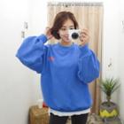 Balloon-sleeve Lettered Pullover