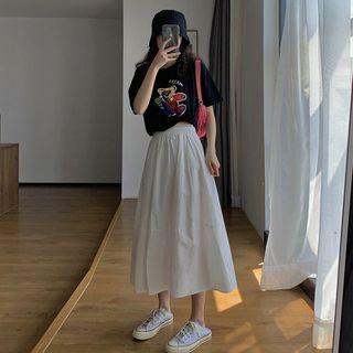 Plain High-waist A-line Dress